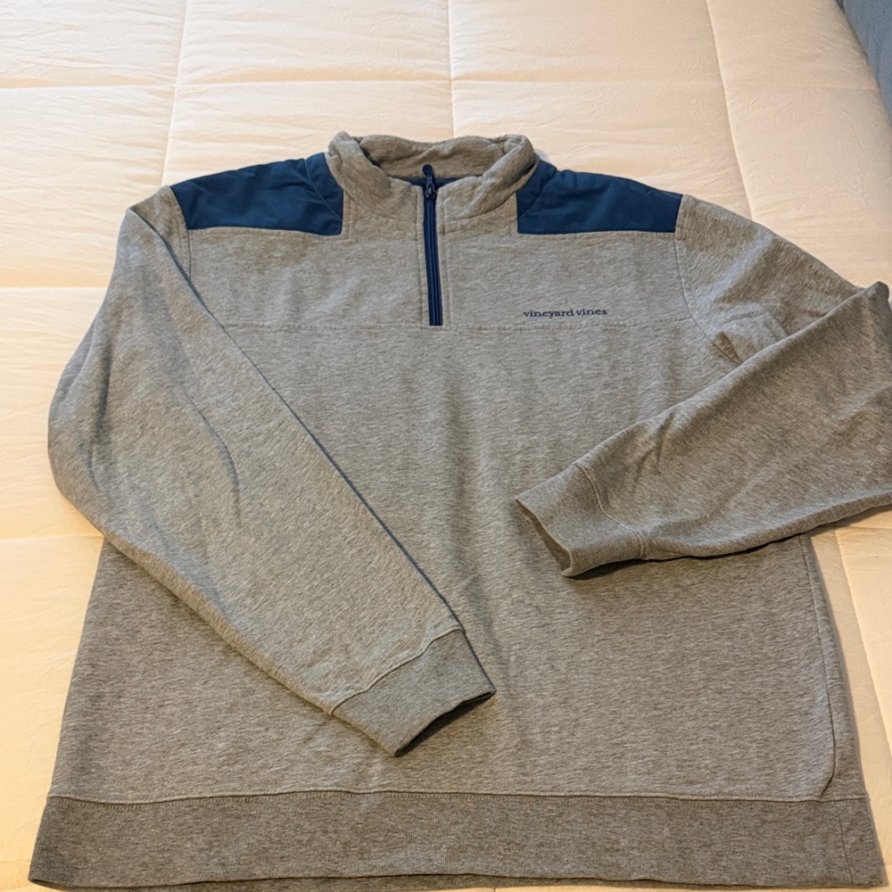 Vineyard Vines Gray and Royal Blue  Pullover